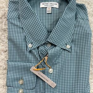 Peter Millar Green Casual Button Down Shirt Golf Shirt